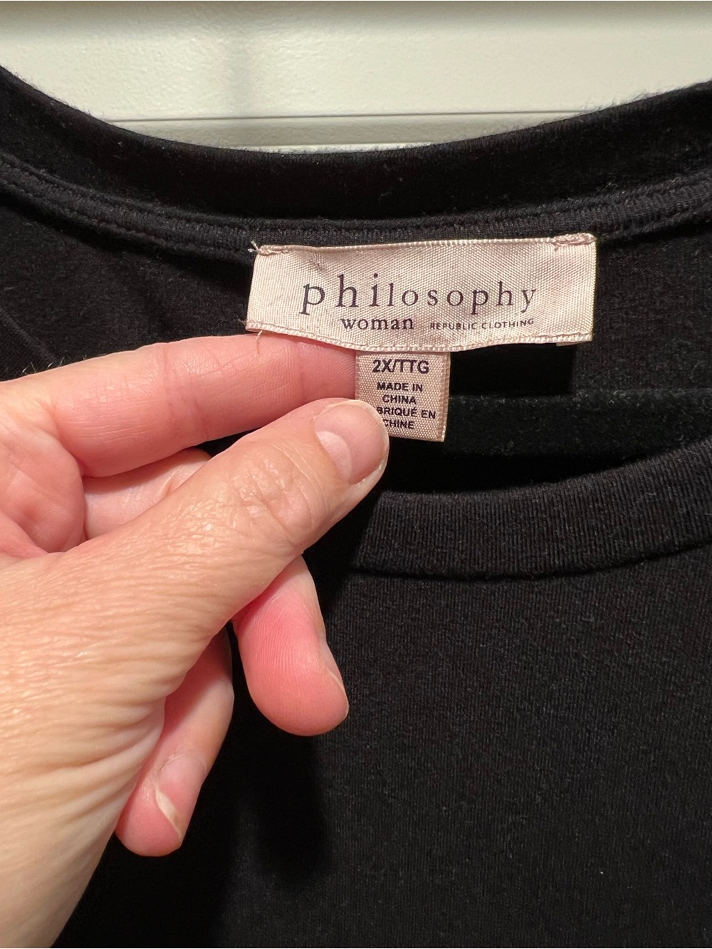 Philosophy Black Long Sleeve Top with Ruffle Trim - Picture 3 of 3